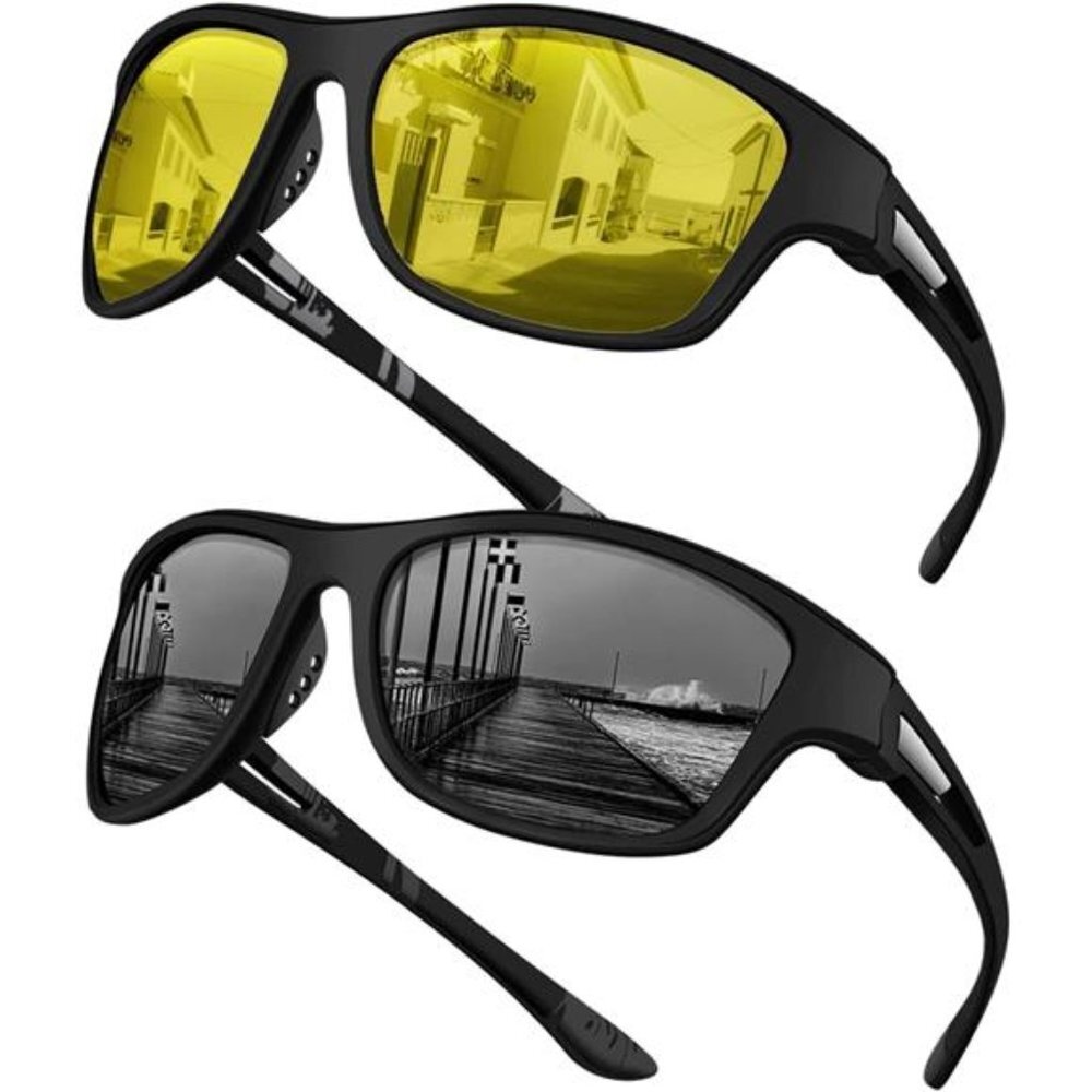 2 Pieces Men's Sunglasses Polarized Sun Glasses UV Protection